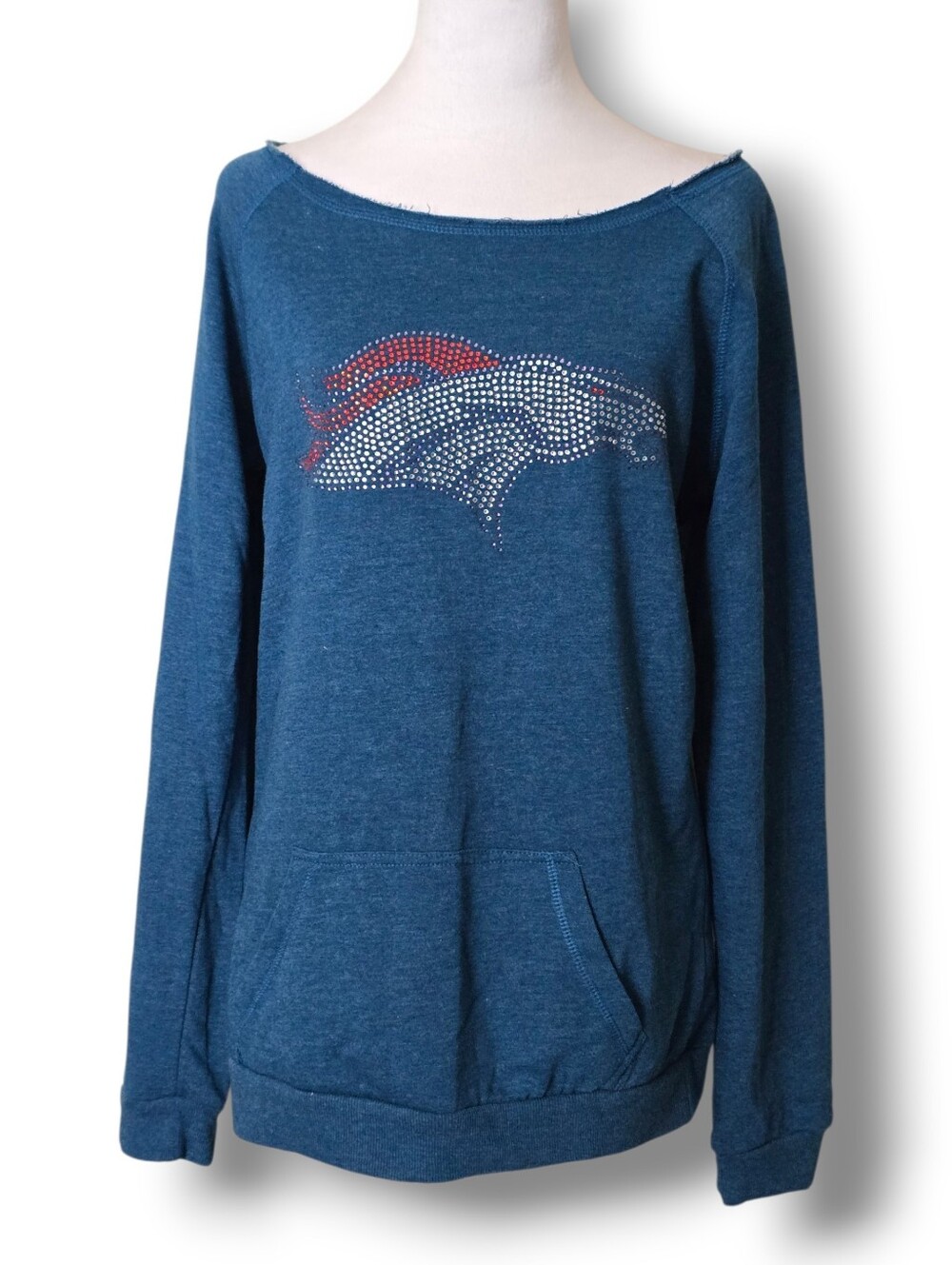 Women's Denver Broncos Cuce Navy Sideliner Sweatshirt - Size Medium